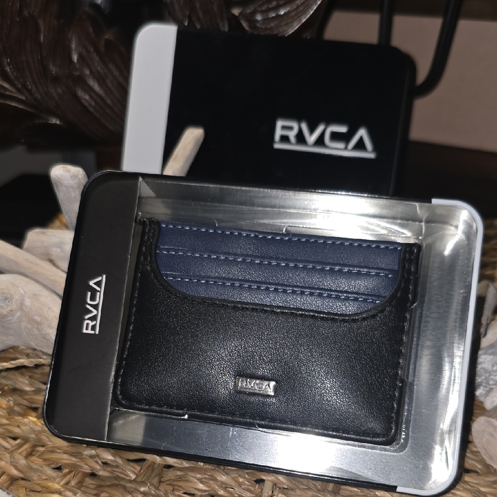 RVCA Black and Navy Card Holder